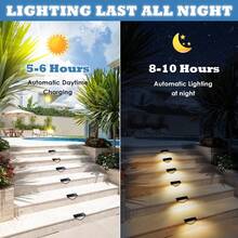 Luces solares LED para escaleras exteriores, 24 luces LED, iluminación solar a prueba de agua para escaleras, decoración solar para patio, jardín, caminos, puerta principal, camino de acceso, porche (luz blanca) - luz blanca - Ver 9
