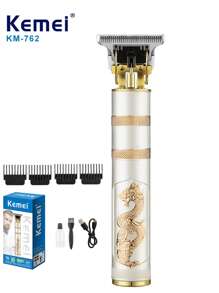 Kemei 男士二合一无线理发器 | 科美 KM-762，USB-C 快速充电，耐用合金材质，一体式修剪器 | 胡须/理发/鬓角，旅行美容套装 - 父亲节礼物推荐，T9 风格礼盒