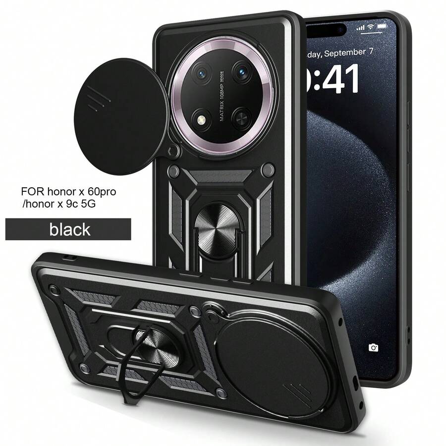 Military Grade Anti-Drop Stand Phone Case Shockproof Military Grade Rugged Stand Protective Case With Ring Holder Stand For Honor X9C 5G/Honor Magic7 Lite 5G/Honor X9B 5G/Honor Magic6 Lite 5G Phones Camera Protection Anti-Shock Anti-Fingerprint Anti-Slip Spring Gift
