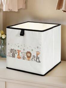 1pc Cartoon Animal Print Open Storage Box, Foldable Baby Diaper & Toy Organizer Basket, Nursery Storage Bin, Stackable Drawers, Durable Multi-Function Space-Saving Design For Home, Dorm, Household Organization, Under Bed Storage - Multicolor - View 14