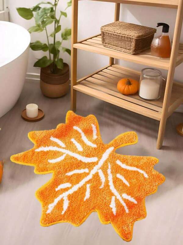 1 buc Halloween Party Covor Decor Spider Web Leaf Maple Leaf Liliac Covor Baie Covor Baie Covor Horror Covor Ușă Covor Halloween Baie Covor Antiderapant Baie Covor Gotic Covor Ușă Dormitor Bucătărie Covor Decor