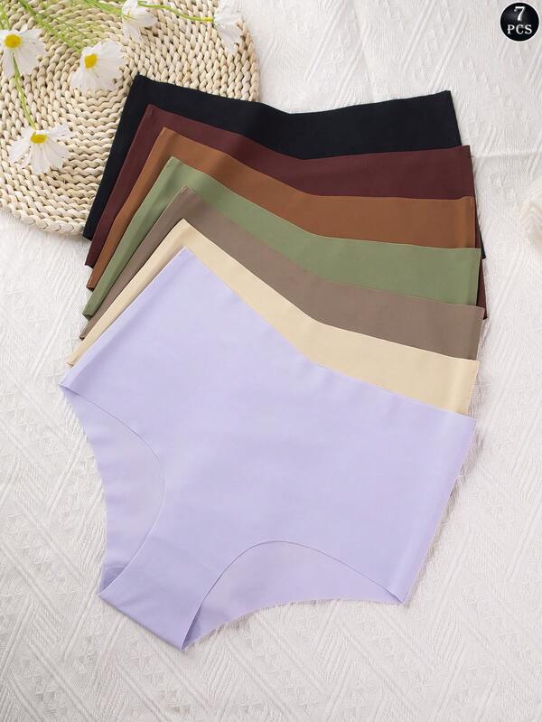 7pcs/Pack Fashionable, Comfortable, Elastic, Soft, Lifting, Skin-Friendly Women's Seamless Panties, Smooth Feel, & Sexy, Suitable For Daily Wear