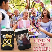 Custom Birthday Can Coolers Sleeves Personalized Bulk Beer Bottle Beverage Holder With Photo Name Year,Custom Beer Can Coolers ,Cheers To The Mr And Mrs ,Wedding Can Cooler ,Custom Great For Bars, BBQs,Wedding Favors, Beverage Insulators, Beer Huggers, Wedding Favor, Beer Holder,Wedding Essentials,Summer Holiday - Multicolor - View 4