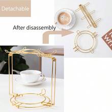 Tea Cups Holder, Gold Metal Coffee Cup Tea Cups Rack, Foldable Organizer For Coffee Cup Spoon And Saucers