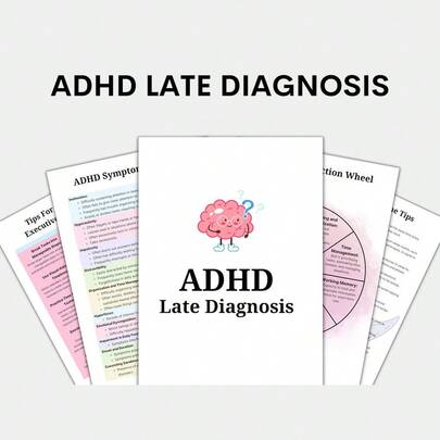 1PC ADHD Planner For Adults With Brain Illustration - Cute Pink Design, Focus Trackers & Anxiety Relief Prompts | Executive Functioning Journal For Women & Men, Productivity Organizer For Work & Therapy