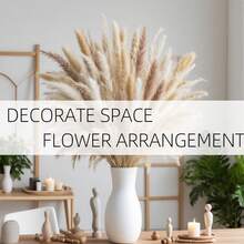 Fluffy Pampas Grass Flower Bouquet,  Decorations For Home ,Outdoor Decor ,Dry Pampas Grass,Jumbo Size Dried Pampas Grass Bundle With Tall Floor Vase - Statement Boho Chic Living Room Decor - Neutral Beige Cream Color Palette For Calming Aesthetic - Easy Assembly No Maintenance Required - Perfect For Apartment Decor Bedroom Styling Or Wedding Venue Decoration - 白色 - 查看 5