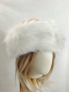 1 Pc Fashionable Brown Furry Winter Hat For Warmth Outdoors Suitable For Daily Use Autumn Accessories - White - View 5