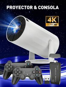 Kit Profesional de Consola y Proyector - 2 Mandos Incluidos, Conexión Instantánea HD, Decodificación 4K, Imagen Clara, Listo al Encender, Experiencia Extrema - Negro - Ver 2