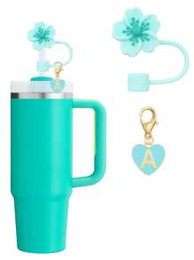 2 件/1 套心形和字母樱花吸管帽、白色杯形字母标记和硅胶樱花可重复使用吸管帽（适用于 10 毫米宽吸管）、可爱字母装饰（适用于现代简约玻璃杯）、母亲节礼物 - 白色 - 查看 8