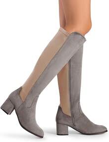 DREAM PAIRS Women's Knee High Stretchy Fashion Boots - Grey - View 6