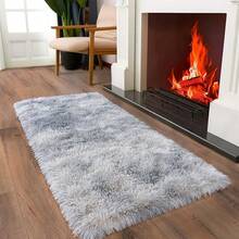 Soft Fluffy Shag Throw Area Rug, 2x4 Black, Non-Slip Bedroom, Hallways, Bedside, Dorm, Living Room - Long Shaggy Rug - 紮染灰色 - 查看 3