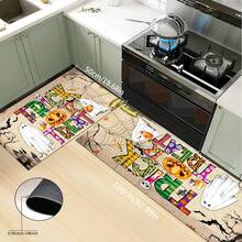 1 pieza Felpudo de Halloween, estampado abstracto de fantasma, animal y calabaza de dibujos animados, antideslizante de diatomita, alfombra de cocina, felpudo, alfombra rectangular impresa en 3D, adecuada para sala de estar, dormitorio, pasillo, baño, lavandería, decoración del hogar interior y exterior - Multicolor - Ver 17