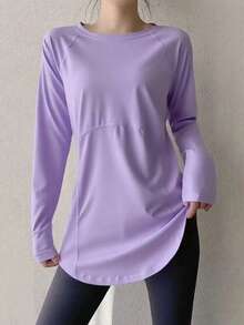 Women Fitness Yoga Top, Quick Dry Shirt For Running, Gym & Workout, Stretchy Compression Base Layer