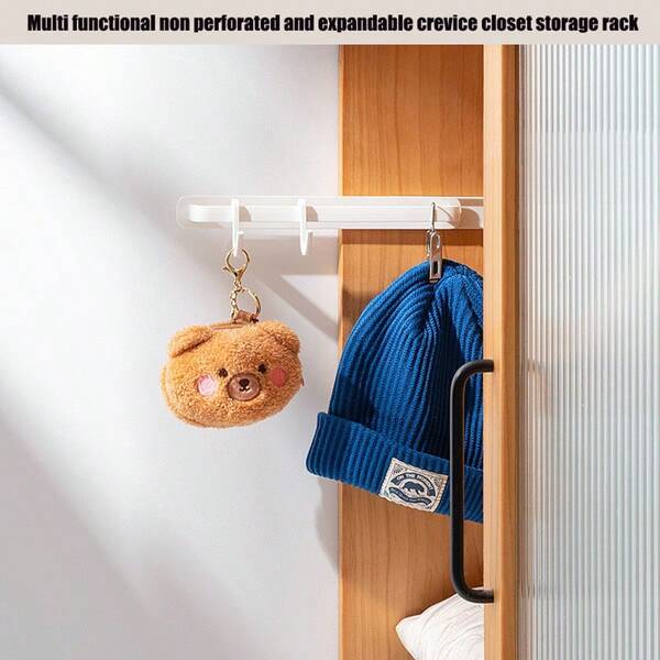 1pc Multifunctional No-Drill Expandable Bathroom Cabinet Storage Rack, Extendable Cabinet Pull-Out Bar, Extendable Cabinet Towel Rack, Used For Gaps Or Cabinet Storage Pull-Out Hanging Rod