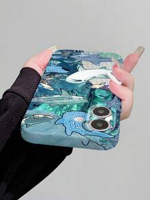 1pc Creative Underwater Shark Design Glossy Hard Phone Case Compatible With IPhone 11, 12, XR, 13, 13 Pro, 13 Pro Max, 14, 14 Pro, 14 Pro Max, 15, 15 Pro, 15 Plus, 15 Pro Max, 16, 16 Pro, 16 Plus, 16 Pro Max, 16e - Multicolor - View 5
