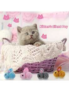 لعب أرنب من القماش الناعم - ألعاب تفاعلية لقطط، لا تحتاج بطاريات، مصنوعة من مواد قماشية متينة مناسبة لجميع أنواع القطط - ألعاب للقطط للمضغ واللعب، ديكور أرنب كرتوني جميل للأعياد، إكسسوارات للتصوير الفوتوغرافي؛ قطط، هدايا عيد الحب، رمضان، عيد الفصح - متعدد الألوان - مشاهدة 3