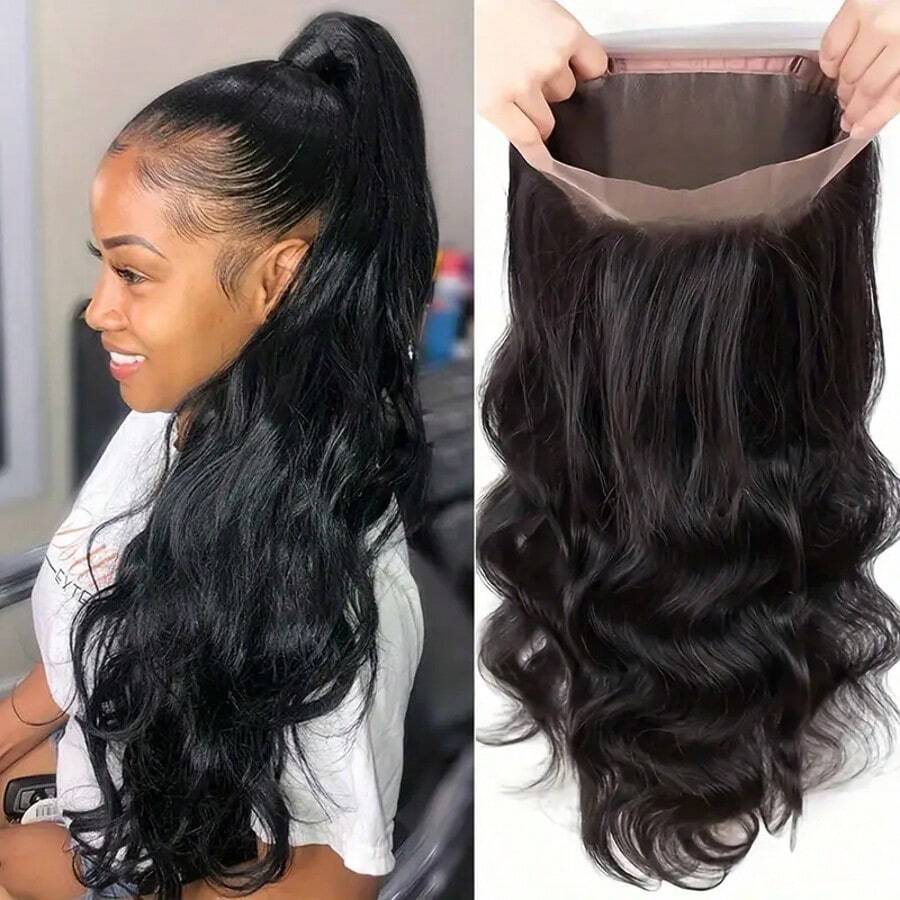 bling hair Invisible Strap 360 Lace Front Wigs Human Hair Pre Plucked Upgrade Hidden Strap Most Popular 180% Density Wavy Lace Front Wigs Human Hair With Baby Hair Invisible Drawstring 360 Lace Front Wigs Human Hair For Women Natural Color Natural Hairline - Natural Black - Xem 1