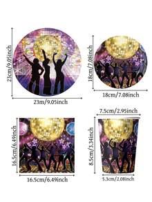 10 piezas Platos, servilletas y vasos de fiesta disco de los 70s, decoración de fiesta de cumpleaños con tema de baile disco de los 80s y 90s, juego de vajilla para fiestas de cumpleaños con amigos, fiestas festivas, decoraciones de cumpleaños