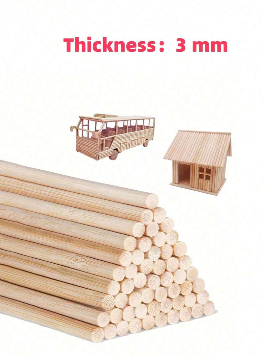 Độ dày 3mm/50 chiếc/100 chiếc Thanh gỗ chốt cho đồ thủ công và các dự án tự làm Thanh gỗ thủ công tre chưa hoàn thiện Thanh gỗ chốt cắt sẵn cho đạo cụ chụp ảnh thủ công