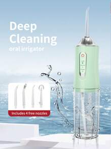 Rechargeable Portable Handheld Cordless Tooth Cleaner, Electric Water Flosser Oral Irrigator With 3 Modes And 4 Nozzles For Home Oral Care, Power Dental Flossers For Home Oral Care Multi-Color Festivals Gift Options