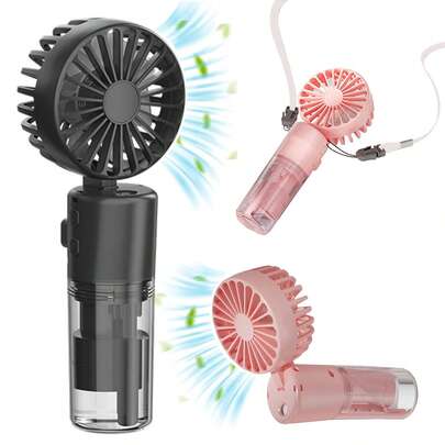 Portable Misting Fan, Foldable Handheld Personal Fan With Mist Spray, 4 Adjustable Wind Speeds, USB Rechargeable For Travel Outdoors Makeup Camping Home Office