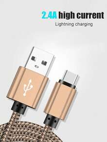 1条USB-C快速充电线[3.3英尺/6.6英尺/10英尺] USB-A转C尼龙编织充电线，兼容三星Galaxy S25 S24 S23 S22 S21 S10、Note 20 10 9 A51 G8 G7、Pixel及其他USB-C设备 - 金色 - 查看 3