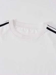 Shwiy 男士春夏时尚黑色缎带长袖T恤，饰有巴西国旗印花、简约字母和星星图案，适合上学、日常休闲穿着，也可作为男友礼物。 - 白色 - 查看 3