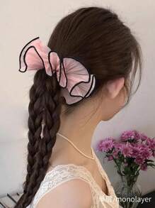 1 pièce Chouchou pour cheveux ébouriffés pour femmes, corde à cheveux à volants, élastique à cheveux moelleux pour queue de cheval, style élégant et polyvalent, Chouchous de la Saint-Valentin, Liens de cheveux Scrunchy, Décontracté