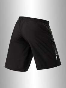3 piezas Pantalones cortos deportivos casuales para hombres, de ajuste holgado y secado rápido con rayas reflectantes, bolsillos, cintura con cremallera y cordón, adecuados para fitness, correr y actividades al aire libre en verano - Multicolor - Ver 7