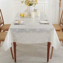 Heavy Duty Vinyl Tablecloth, Waterproof Oil-Resistant Plastic Tablecloth, Wipe Clean PVC Tablecloth, Suitable For Indoor And Outdoor Use, Rectangular - A-12 Pure White Flower - View 9