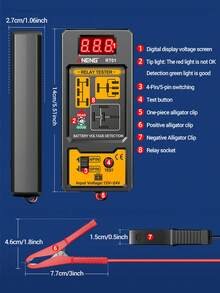Car Relay Tester Voltage Tester Digital Relay Detector Universal 11-25V Automotive Car Battery Checker LED Indicator Light Relay Diagnostic 4/5 Foot Socket Relay Analysis