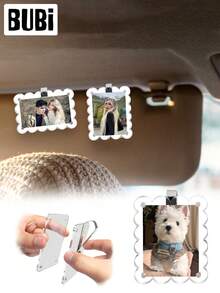 Customized Car Sun Visor Photo Frame Clip, DIY Personalized Photo Holder, Suitable For Family, Pet Dog/Cat, Boyfriend/Girlfriend Photos, Auto Accessories - Wave Style - View 15