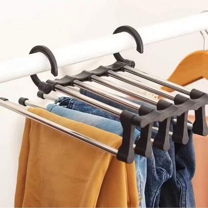 Cabide Multifuncional para Calças de Inox com 5 Divisórias Cabide Mágico
