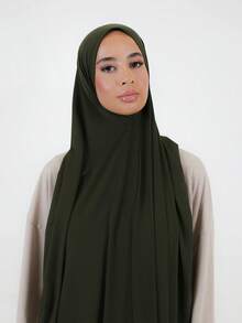 1pc Women's Simple Classic Solid Color Long Shawl Scarf, Elegant Casual Fringe Scarf, Premium Knit Fabric Viscose Jersey Hijabs Scarf, Turban Style Headscarf Suitable For Daily Life, Outings And Gatherings For Dress