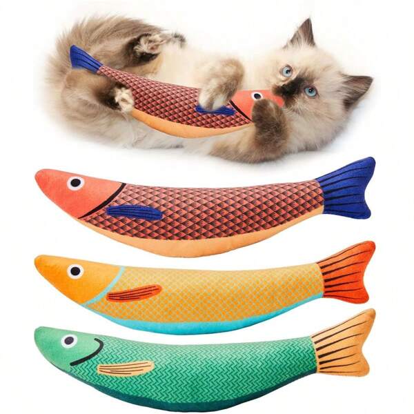 1pc Cat Toys Catnip 3D Simulation Fish Goldfish Kitten Toys Pillowfish Interactive Sounding Cat Chew Bite Plush Toys Cat Supplies