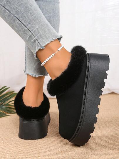 Stivali da neve da donna per autunno/inverno, alla moda e confortevoli, con fodera termica e scarpe invernali spesse e calde