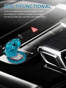 1 pieza Tapa de botón de encendido/apagado del motor 3D de metal - Textura de fibra de carbono, tapa protectora de aleación de zinc con tapa abatible, ajuste universal para el interior del automóvil, protección anti-error, círculo decorativo de inicio, mejoras para el interior del automóvil