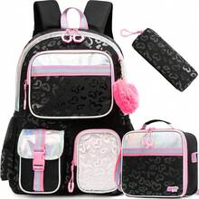 Aesthetic Cute Backpack For Elementary To Teen Girls - 8-10 Years Old Kids Bookbag - 3件套黑色愛心 - 查看 1