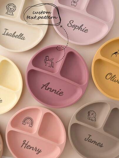 1pc Print On Demand Baby Silicone Dining Plate Personalized Customization Pattern Name Children Dishes Kids Suction Plate Custom Baby Tableware,Multi-Functional,Ornamental,Letter,Stylish,Modern,Colorful,Cute,Adorable,Casual,Custom,Personalised,Unique,Customized,Ideal Gifts For Him,Ideal Gifts For Her,Halloween Edit,Back To School Fashion,Christmas Gift