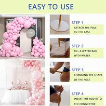 Dual-Size Balloon Arch Stand Kit - 2.5M & 1.5M Free-Bend Floor Columns In Gold For Weddings, Birthdays & Parties - 金色 - 查看 4