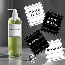 6/12 Peças/Conjunto Adesivos de Rótulo para Garrafas de Sabonete Líquido e Detergente de Louça, Decorações em Estilo Artístico de Fonte, Adesivos de Rótulo de Shampoo, Aderem Firmemente, À Prova d'Água, para Garrafas, Etiquetas de Armazenamento de Banheiro