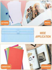 1 pieza Cortador de papel manual compacto - Cortador de fotos mini multicolor con patrón de cuadrícula, para un corte preciso, ideal para scrapbooking y manualidades, plástico duradero, hoja deslizante bidireccional compacta y portátil, para cortar papel, recortar fotos, manualidades, útiles escolares y de oficina, uso doméstico. Estilo de color aleatorio