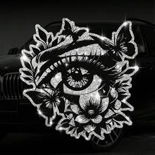 Pegatinas de coche de vinilo con silueta de ojos creativos y mariposa floral - Pegatinas de material similar a cristal y metal con efecto de piedras preciosas para vehículos y accesorios del hogar, camiones, vehículos todoterreno, puertas, ventanas, decoración trasera. El mejor regalo