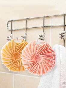 1pc Polygonal Silicone Whirlwind Shower Brush, Portable Massage Brush, Shower Brush, Shower Brush, Shampoo Brush,Silicone Body Scrubber, Exfoliating Body Wash Scrubbers Exfoliator, Shower Body Brush For Effective Showering Exfoliation And Gentle Massage