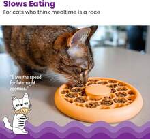 Cat Slow Feeder Bowl For Indoor Cats, Stimulating Treat Puzzle Toy, Dry Or Wet Food, 1/2 Cup Capacity, One Size, Orange,11260871 - 橘色 - 查看 2