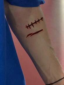 8/6/3/1 pieza Pegatinas de tatuaje temporal para efectos de cicatriz y herida de Halloween, diseño de modelo de broma, adecuado para cara, cuello, manos, brazos y arte corporal (Halloween)