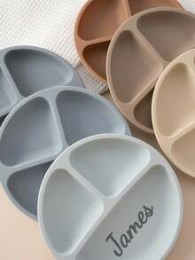 1pc Personalized Customization Name Baby Silicone Dining Plate Children Dishes Suction Kids Feeding Bowls Custom Baby Tableware Baby Shower Family Decorations Gifts Winter Eve Gifts Back To School Winter Gift Ideas Boy Girl Valentine's Day Multi-Functional, Ornamental, Letter Exquisite, Baby Fashion, Soft Squishy, Cute Kawaii Adorable Customized Treasurefinds,Christmas Gift - Multicolor - View 6