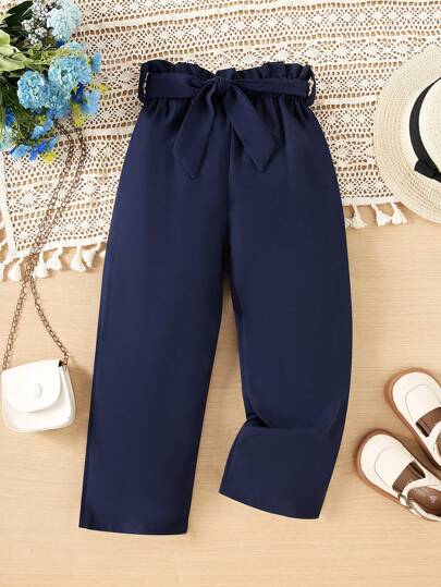 Young Girl Solid Color All-Match Versatile Waist Belt Casual Elegant Fashion Pants, With Belt, Suitable For Spring/Summer Daily, School, Wedding, Photography And Party Wear