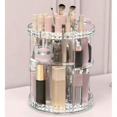 Cajas de almacenamiento de cosméticos y cuidado de la piel: giratoria 360°, con capa ajustable y "perezosa" – perfectas para tocador de baño