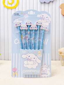 6 支卡通 Sanrio HB 铅笔、小学绘画和书写铅笔、儿童 Sanrio 3D 橡皮擦组合套装、高品质素描铅笔